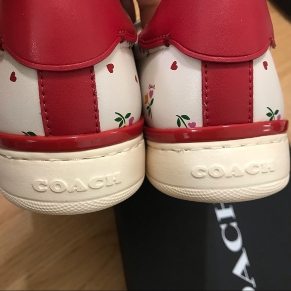 ❤️ Coach Clip Low Top Sneaker Heart Petal Print 8 8.5 9 10 🌸 - Picture 10 of 14